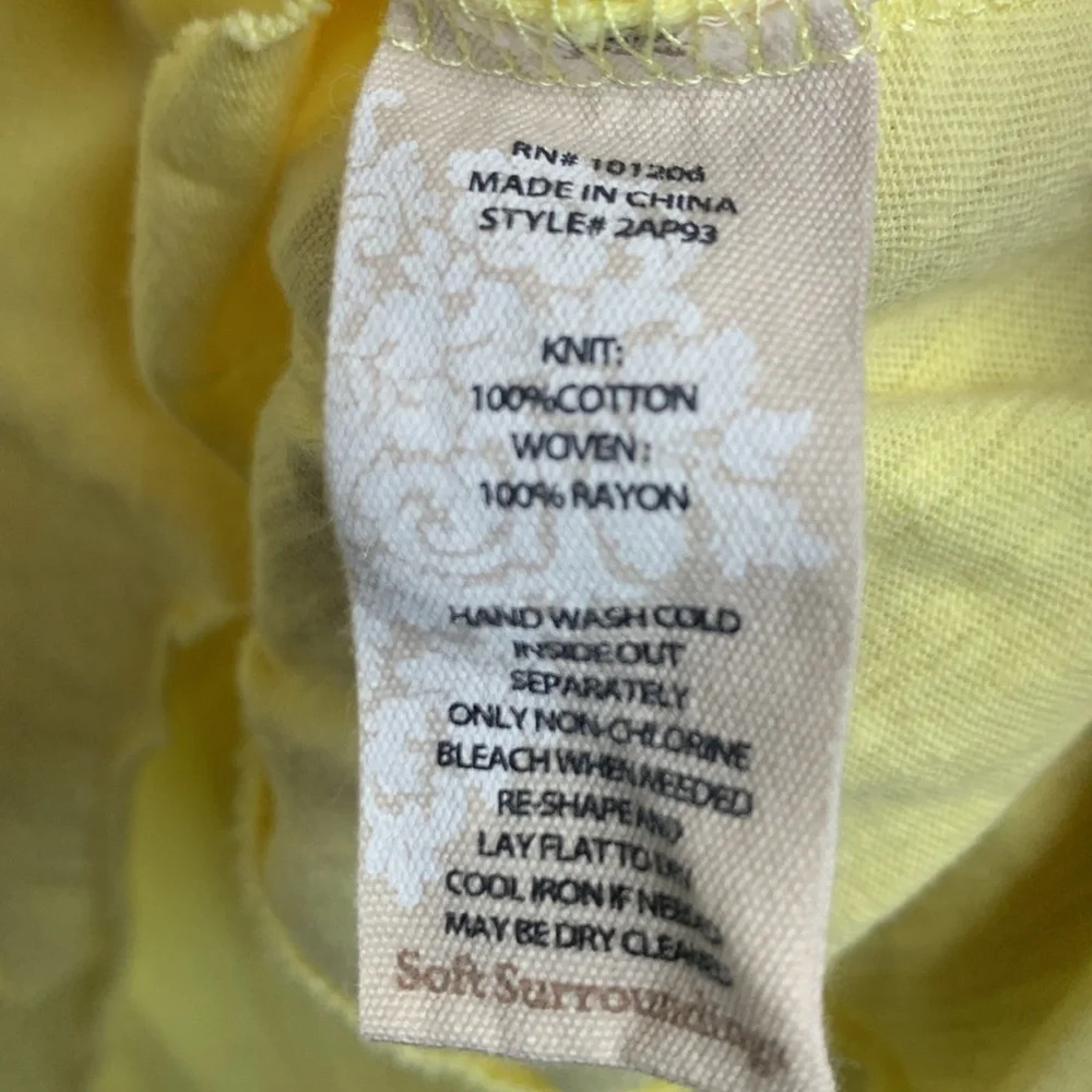 Soft Surroundings Yellow Blouse Size XL - Picture 7 of 9